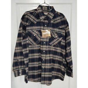 Winter‎ Run extra heavy flannel shirt Mens NWT blue brown XL